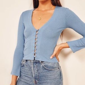 Reformation Gellar Knit Top In Parisian Blue